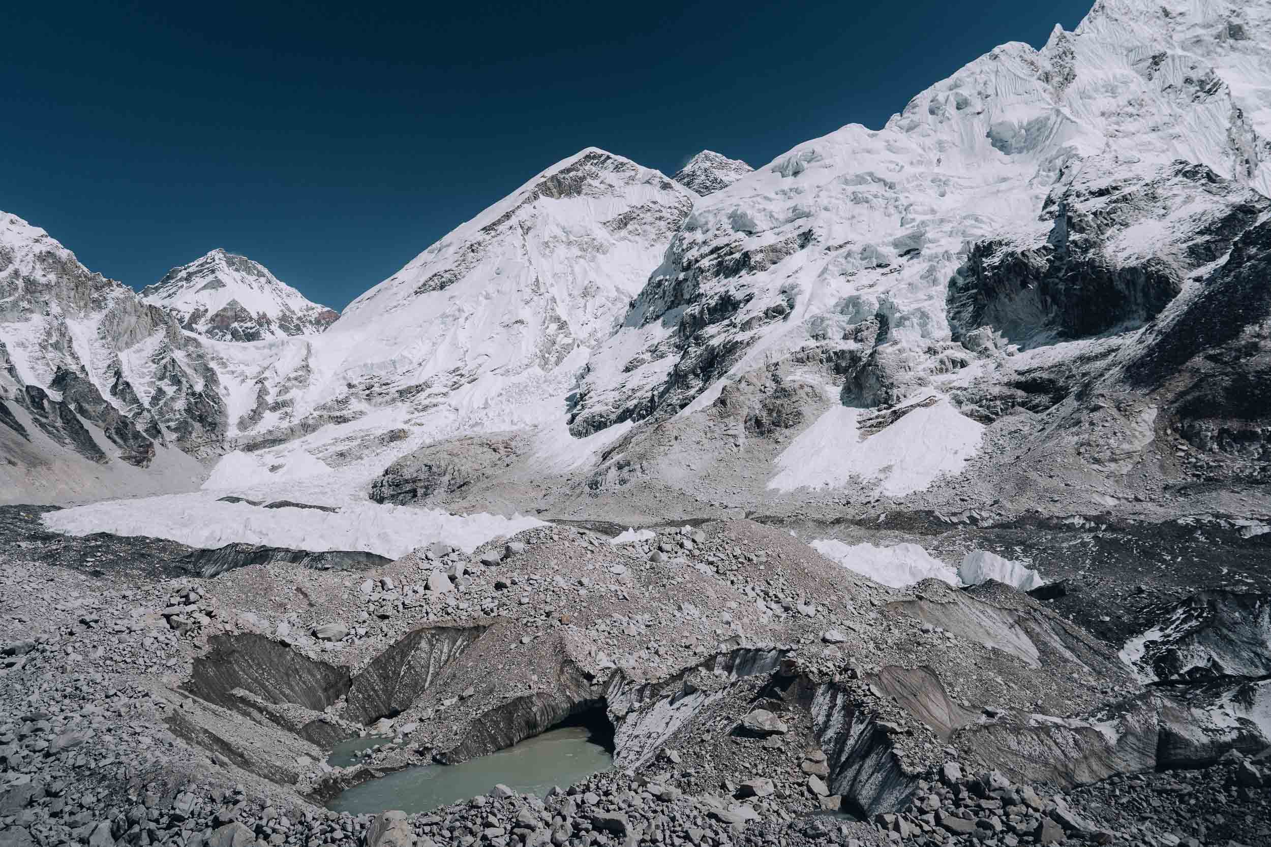 Mount Everest and the khumbu ice fall