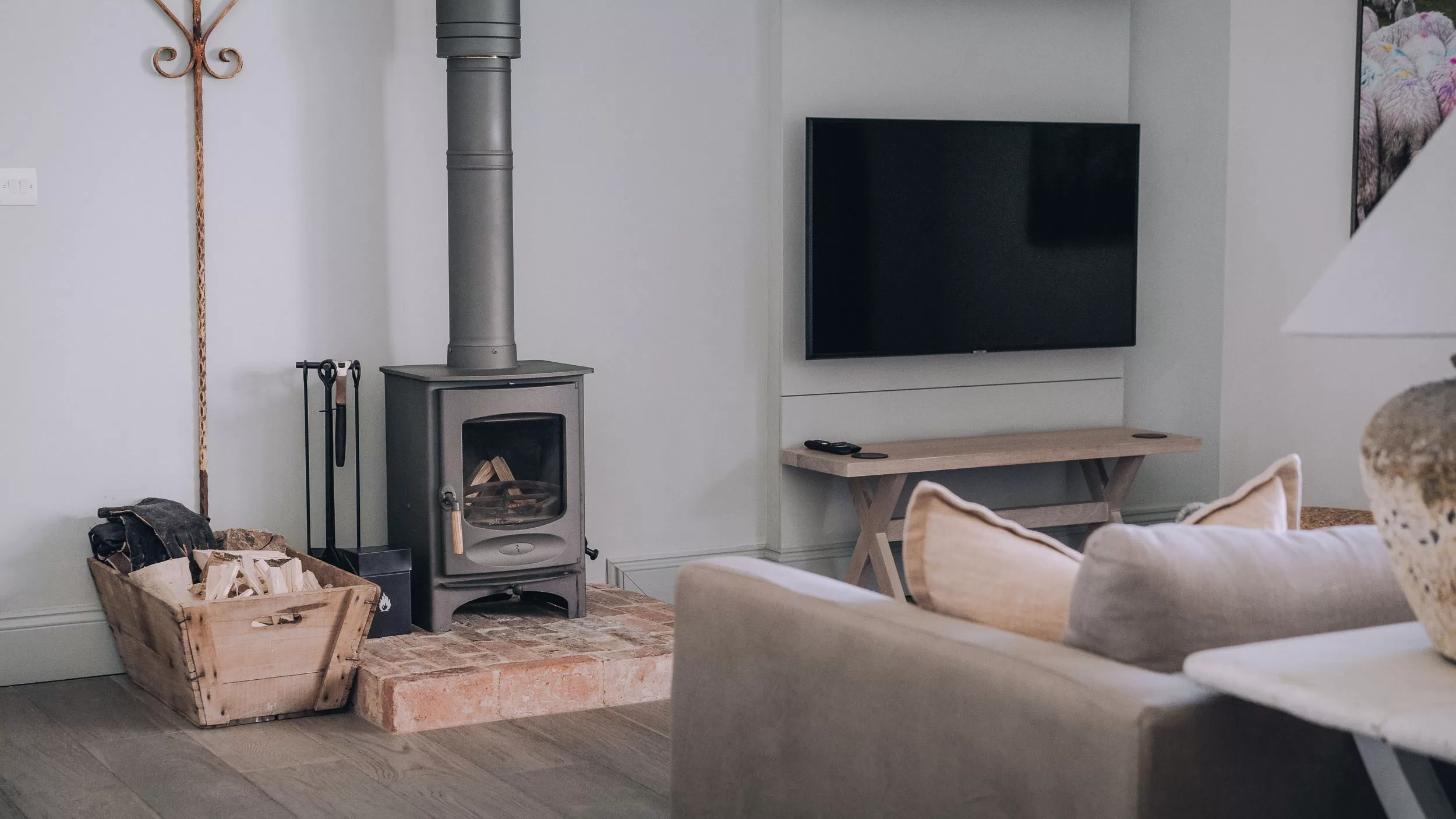 Snug tv area at Bibury farm barns