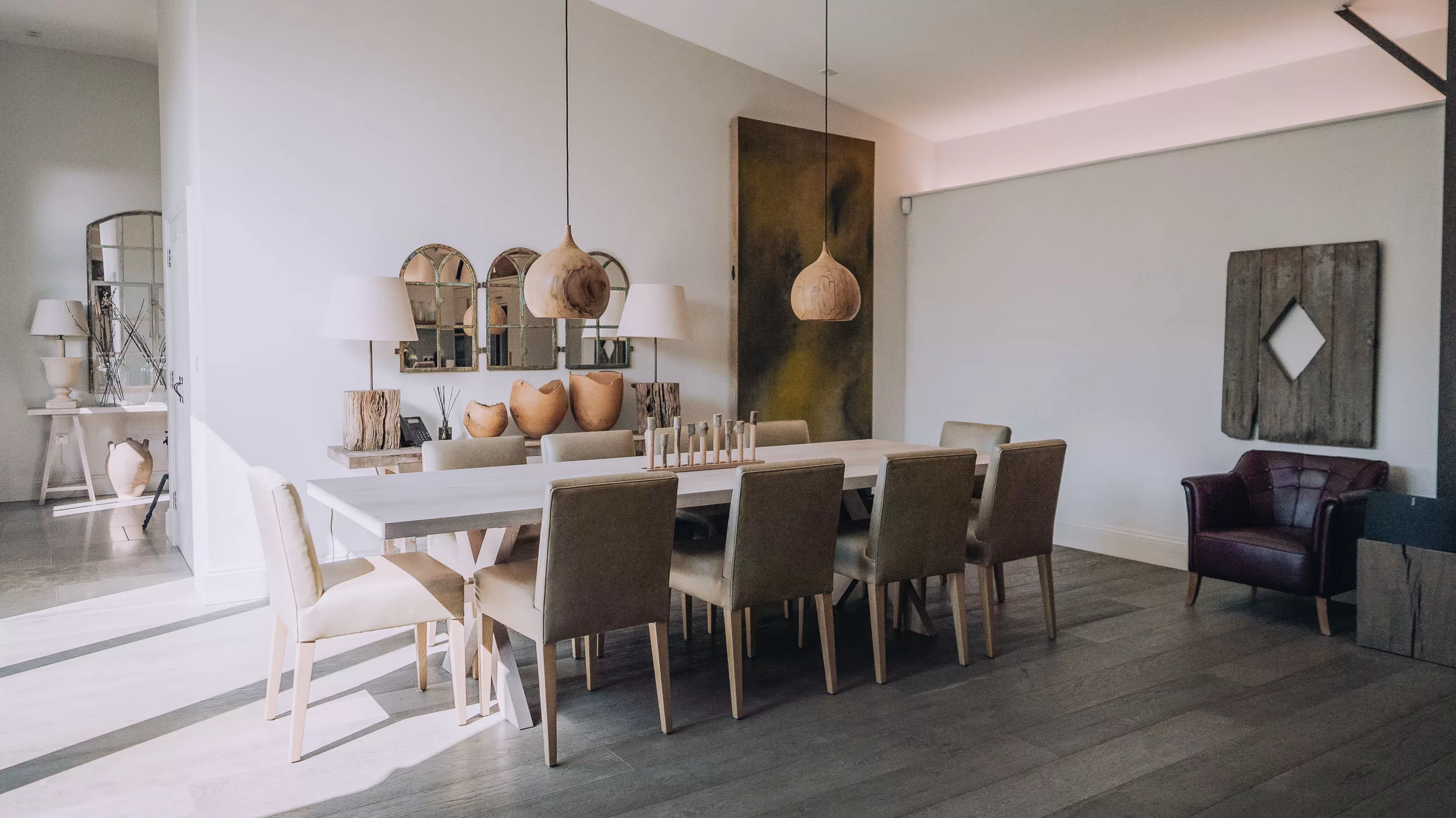 dining area at the bull pen, Bibury Farm Barns