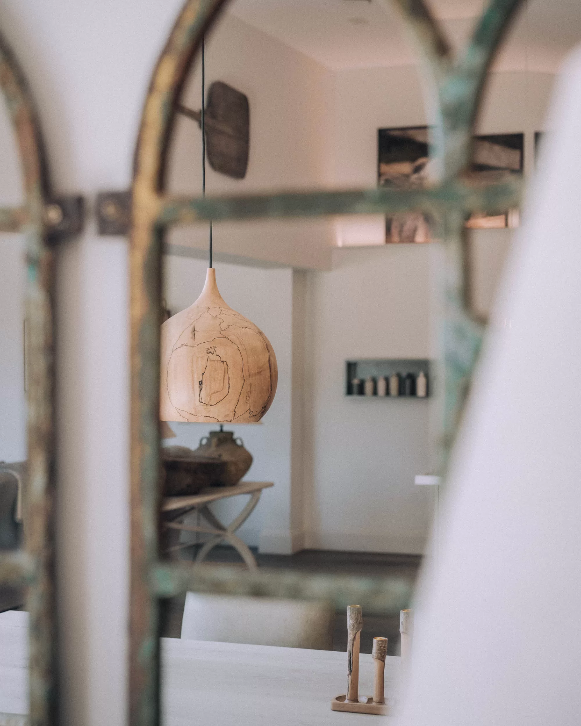 Reflections in the dining room at Bibury farm barns