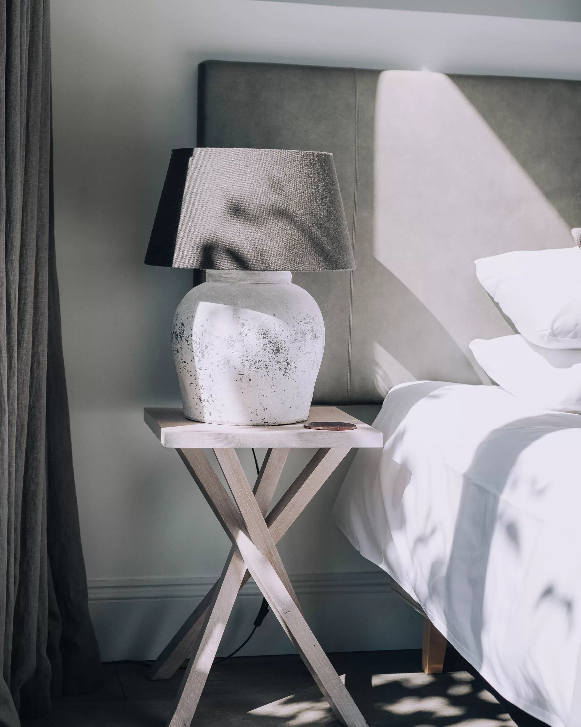 bedside table details at Bibury Farm Barns